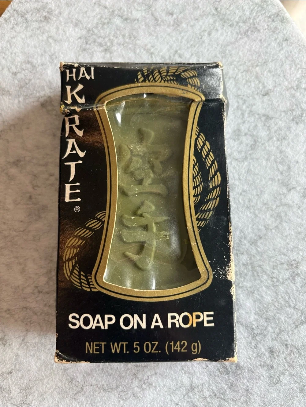 Hai Karate Soap on a Rope 5oz Green Bath  Bar Vintage Original Box Novelty